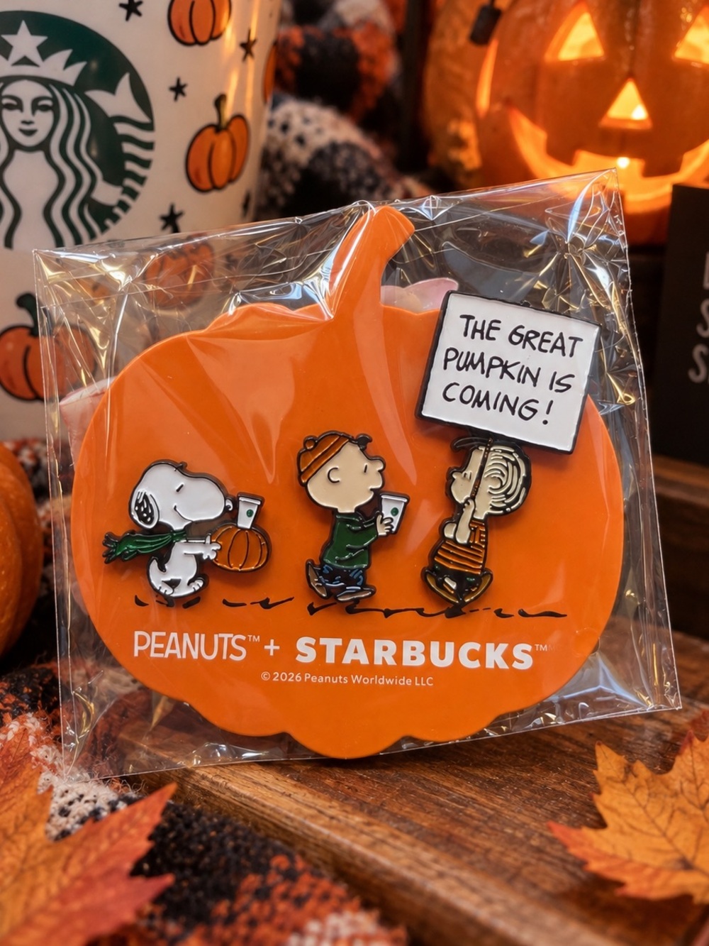 Peanuts x Starbucks Orange Pumpkin Peanuts Character Pin